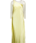 4th & Reckless Yellow Ellen Lemon Satin One Shoulder Maxi Dress UK 10