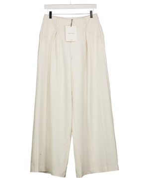 LOUNGE Off White Wide-leg Pleat Detail Trousers UK 10