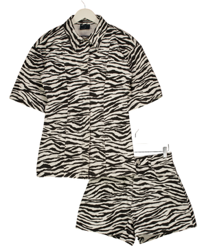 ASOS Black Bacl & White Denim Longline Shirt & Shorts Set UK 6