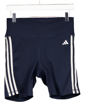 ADIDAS Blue Training Essentials 3-stripes High-waisted Short Leggings UK M