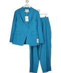 TOPSHOP 2-piece Turquoise Blue Linen Rich Cinched Waist Blazer And Wide Leg Trouser Set UK 10