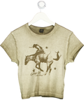 URBAN OUTFITTERS Green Cowboys Club Baby T-shirt UK L