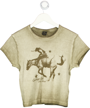 URBAN OUTFITTERS Green Cowboys Club Baby T-shirt UK L