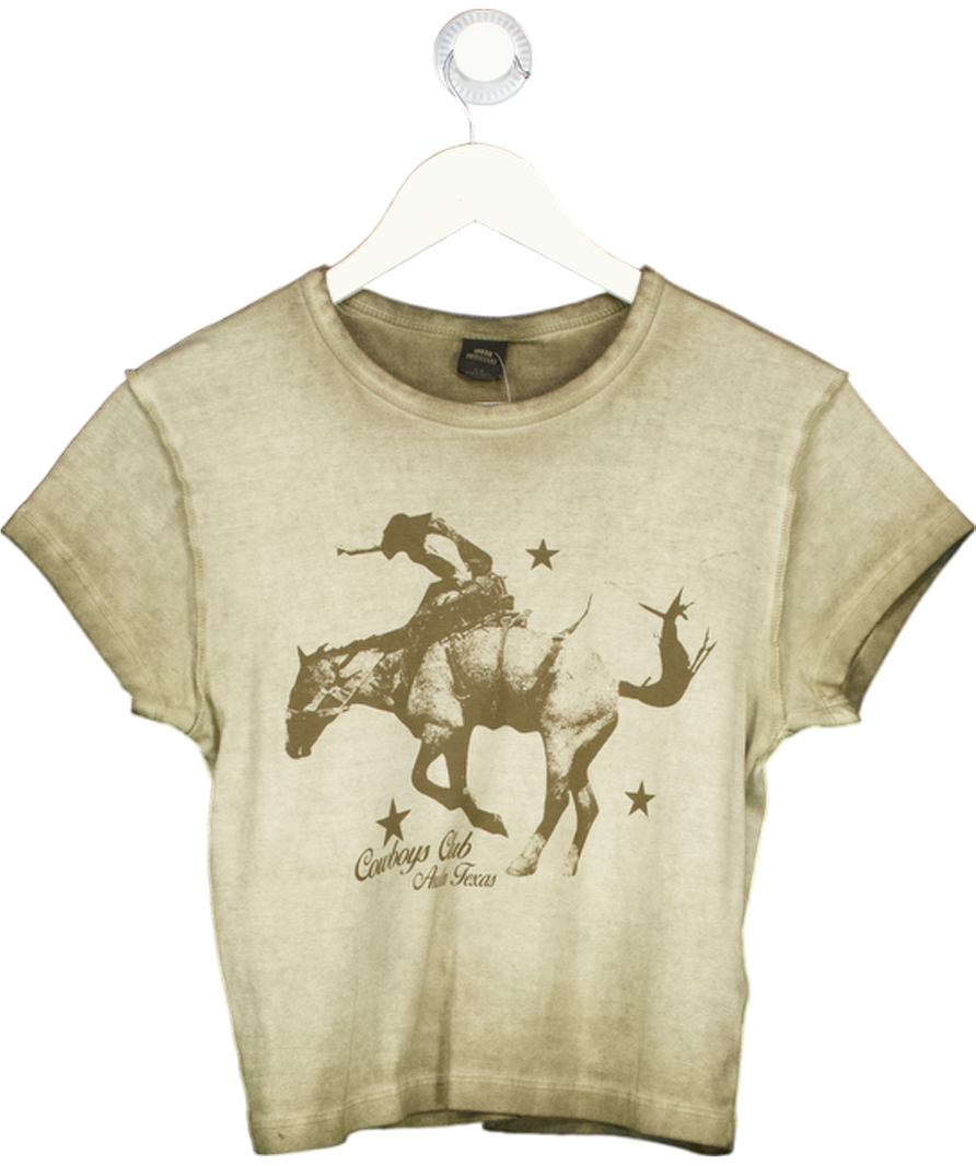 URBAN OUTFITTERS Green Cowboys Club Baby T-shirt UK L