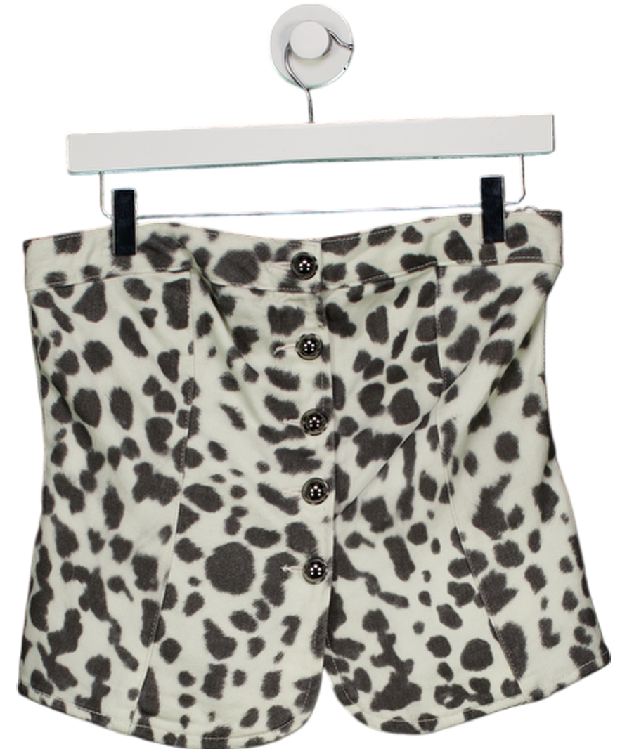 River Island White Denim Spot Print Bandeau Top UK 10