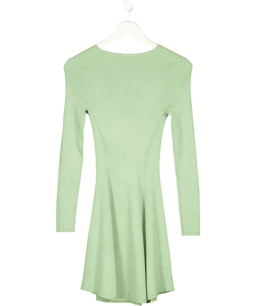 ZARA Green Ribbed Fit & Flare Mini Dress UK M – Reliked