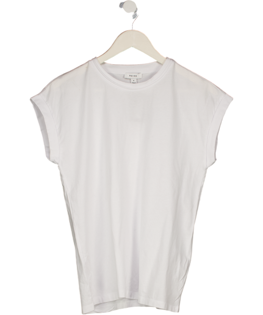REISS Tereza Cotton-jersey Crew Neck T-shirt In White UK M