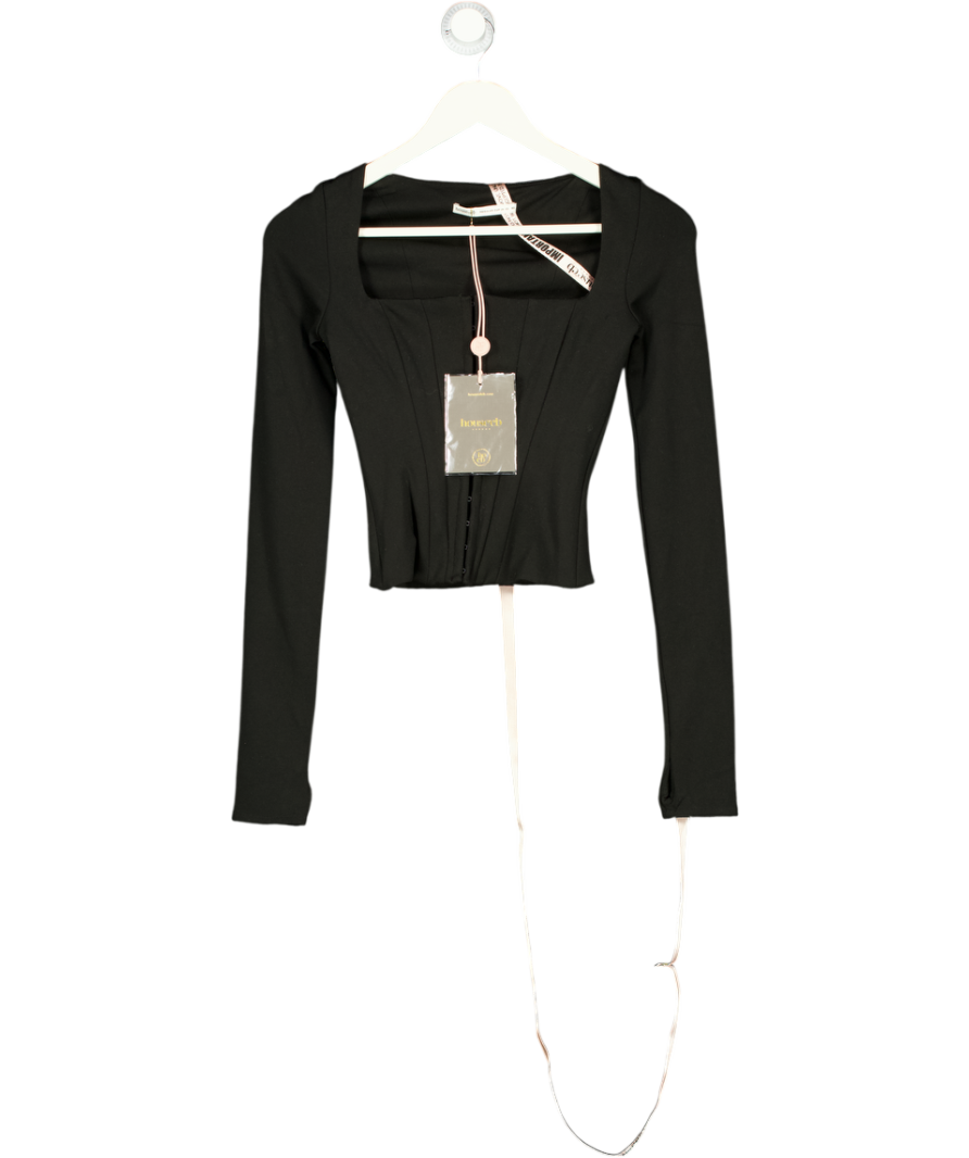 House of CB The Long Sleeve Balconette Black Corset Top UK XS