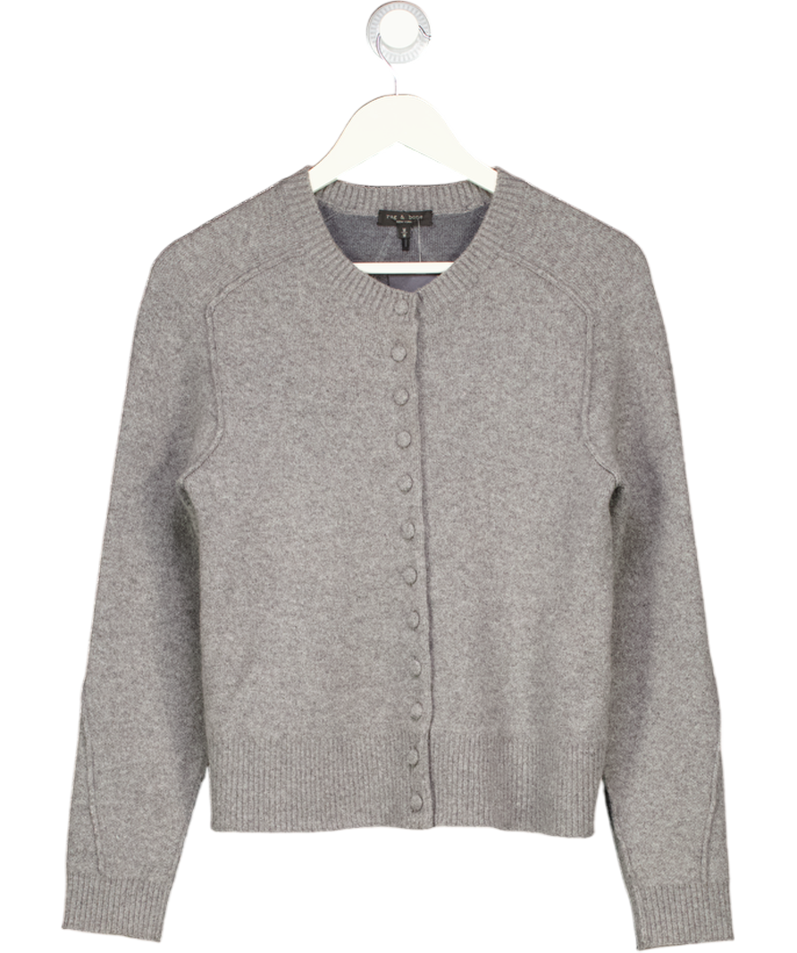 RAG & BONE Charcoal Grey Wool Blend Buttoned Cardigan UK M