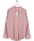 NA-KD Pink Checked Sheer Oversize Shirt UK 10