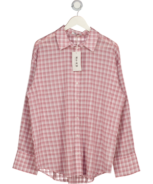 NA-KD Pink Checked Sheer Oversize Shirt UK 10
