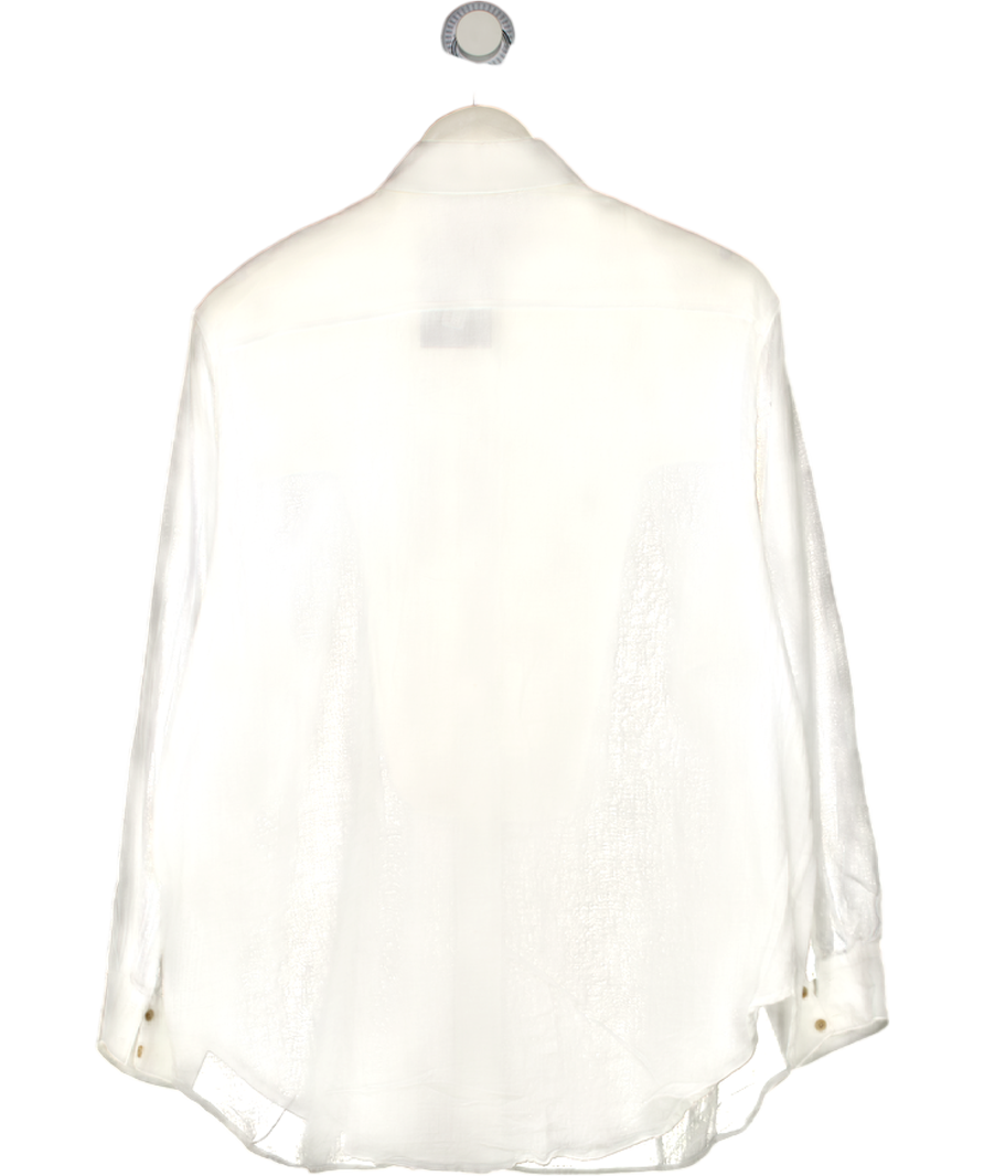 MASSIMO DUTTI White / Cream Bib Front Shirt UK M