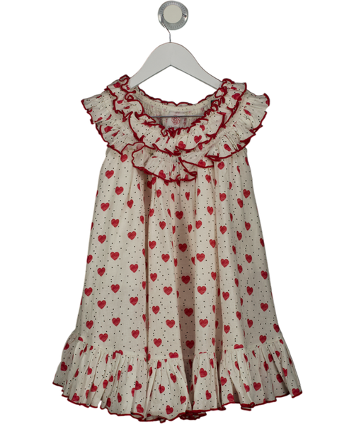 GUL HURGEL White 100% Linen Heart Print Dress 4 - 5 Years