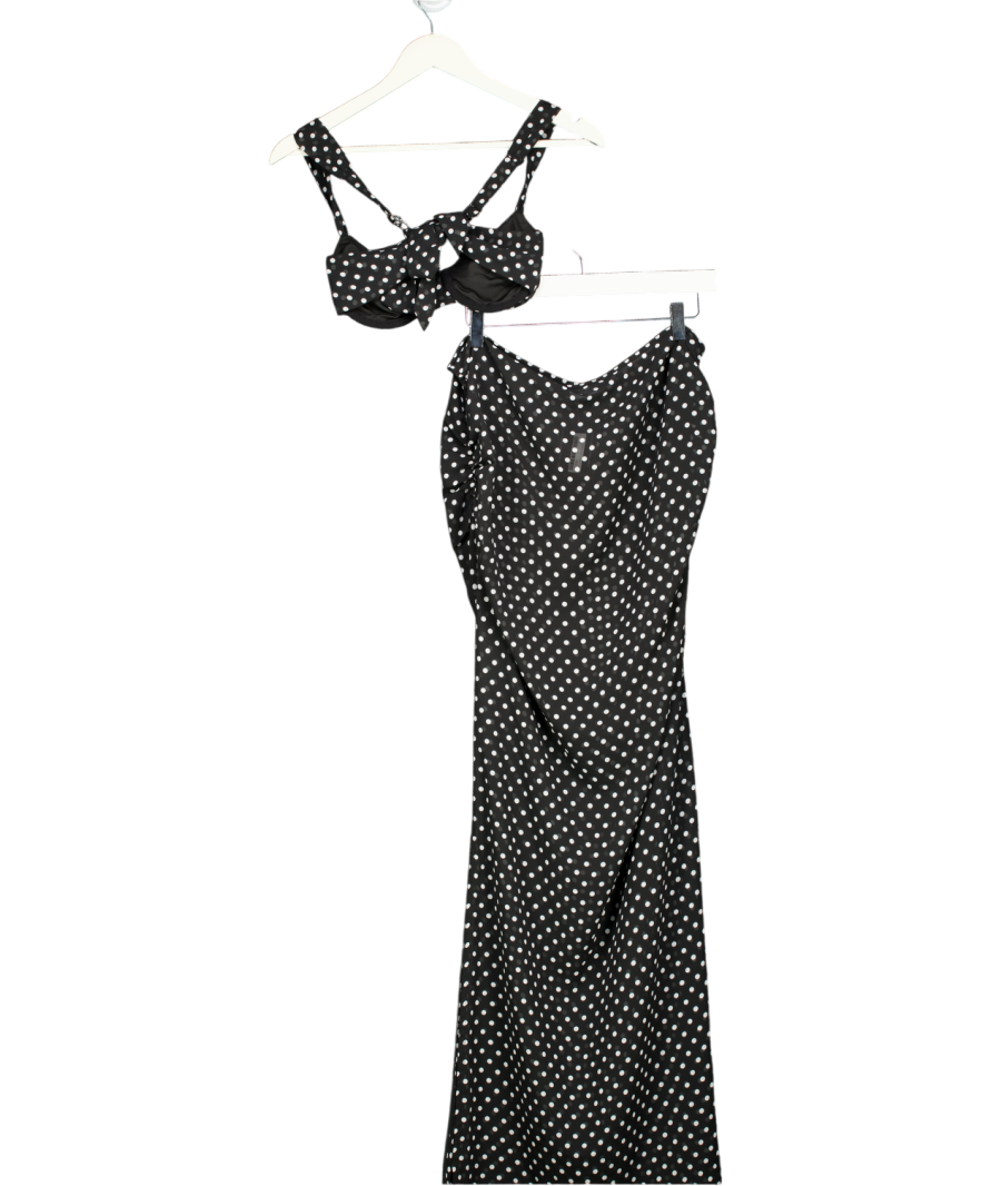 Outcast Black Beatrice Polka Dot Top And Skirt Set UK S