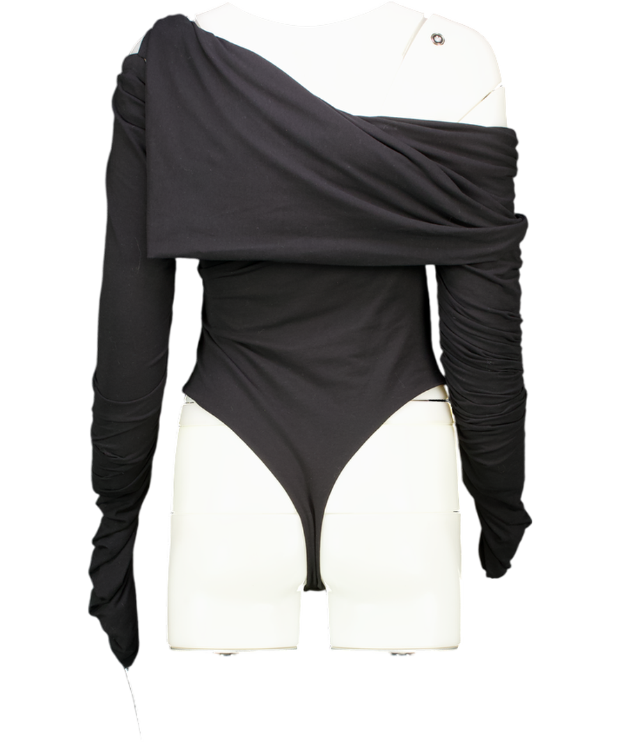 KHAITE Black Lilli Off The Shoulder Bodysuit UK M