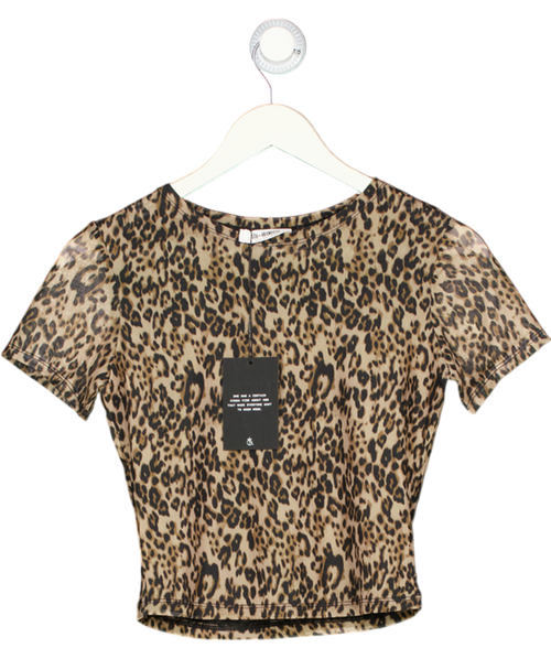 4th & Reckless Brown Leopard Mesh Short Sleeve Top UK 8