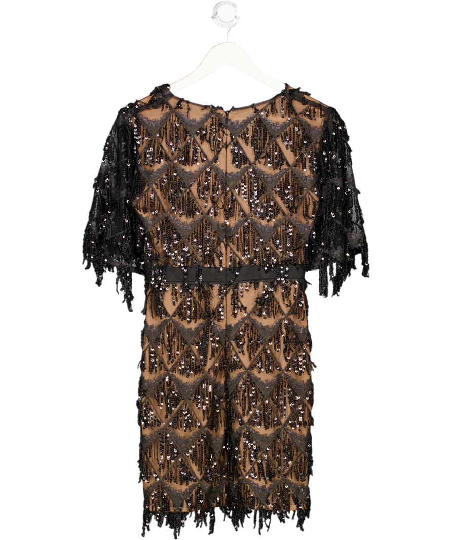 Nadine Merabi Black R570 Lexie Beaded Sequin Mini Dress UK S/M