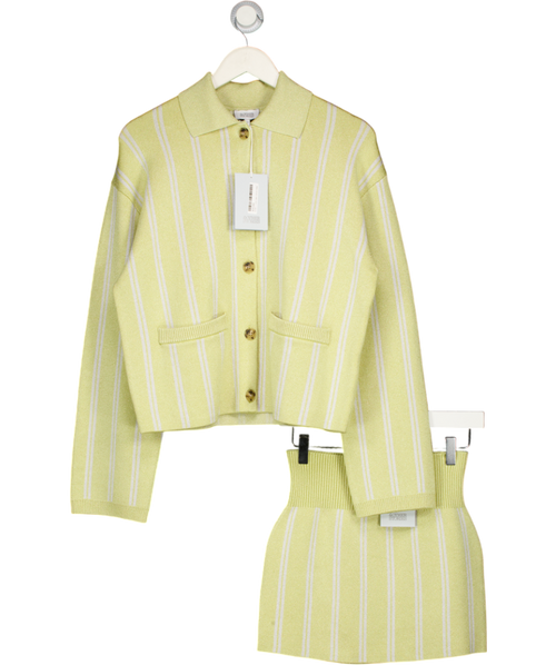 & Other Stories Yellow Shimmer Knit Mini Skirt With Oversized Polo-knit Cardigan UK 8