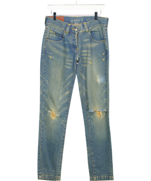 AllSaints Blue Distressed Skinny Leg Jeans W27