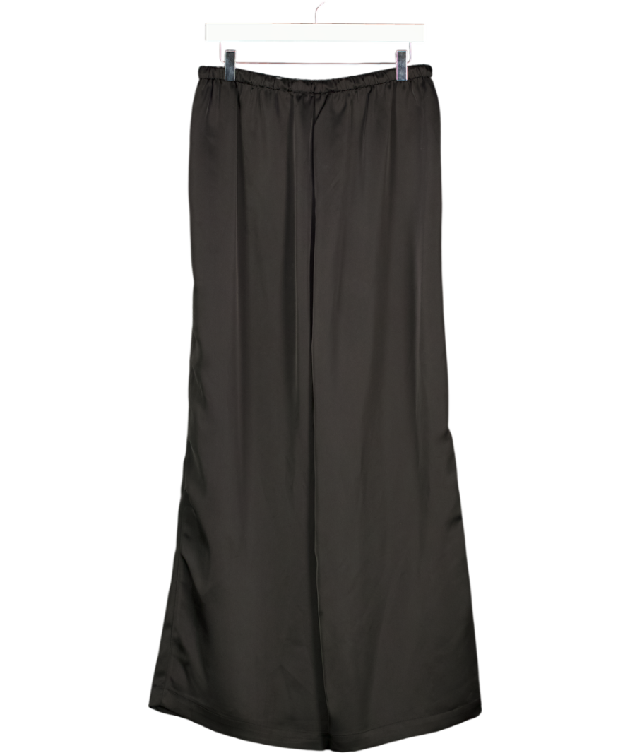 ELKA COLLECTIVE Black Luxury Satin Wide Leg Trouser UK 8