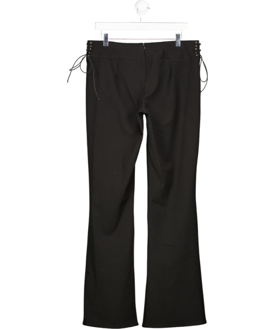 White Fox Black Wide Leg Lace Up Trousers UK L