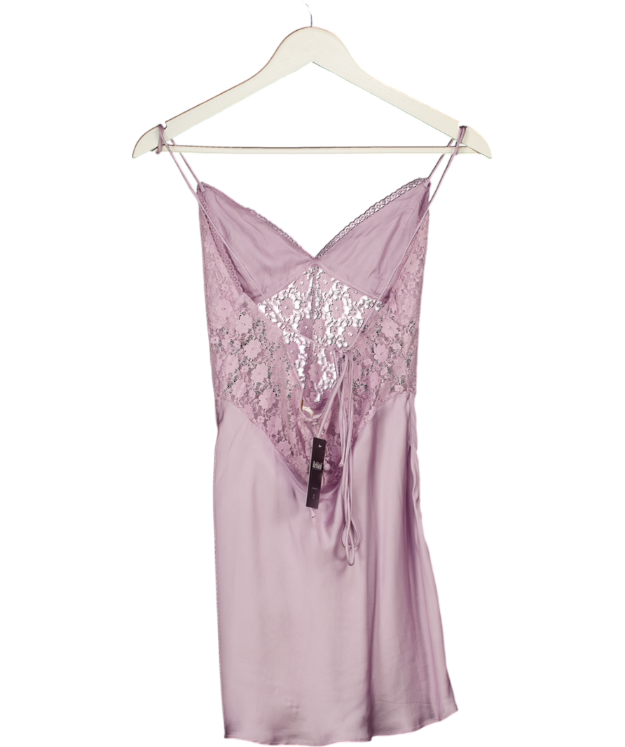 FREE PEOPLE Purple Lilac Lace Silky Mini Slip Dress UK XS