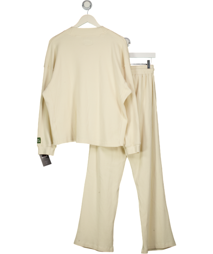 DAILY DRILLS 2-piece Cream Waffle Loungewear Set UK XS/S