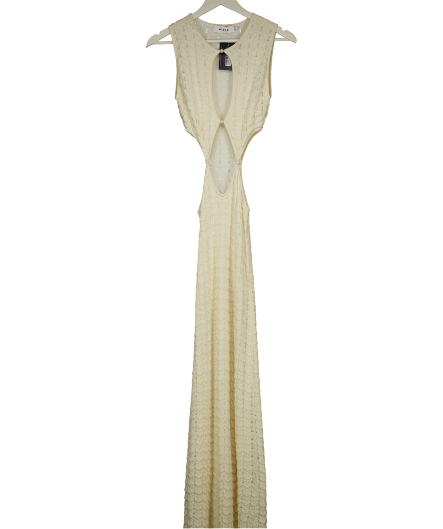 MISHA Cream Esther Knit Maxi Dress UK S