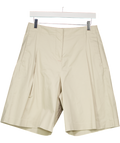 M&S Beige Cotton Rich High Waisted Pleat Front Bermuda Shorts UK 12