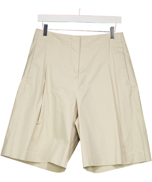 M&S Beige Cotton Rich High Waisted Pleat Front Bermuda Shorts UK 12
