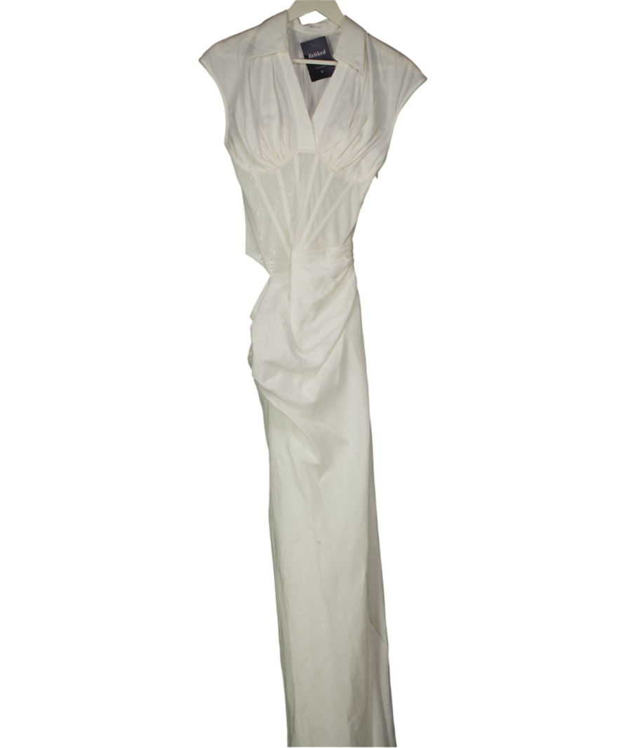 Meshki Cream Saphira Shirt Corset Maxi Dress - White UK S