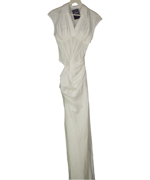 Meshki Cream Saphira Shirt Corset Maxi Dress - White UK S