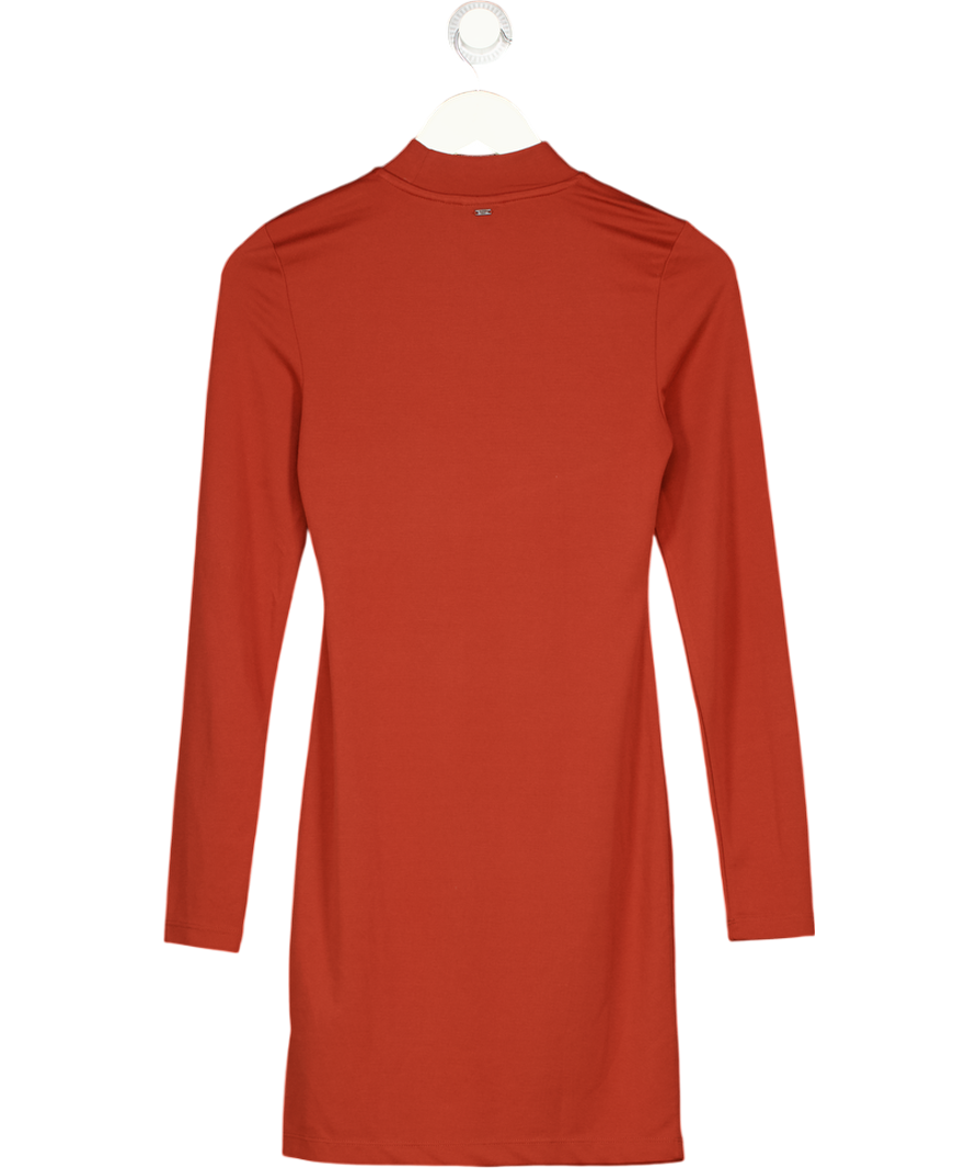 SUPERDRY Brown High Neck Long Sleeve Jersey Mini Dress UK 8