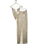 SYDNEY LANE Cream 2-piece Crystal Quartz Maxi Skirt & Draped Top Set UK XS
