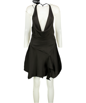 Oh Polly Inez Halter Cowl Neck Mini Dress In Black UK 10