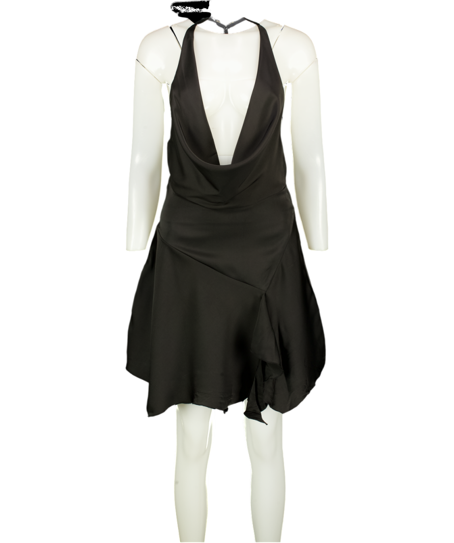 Oh Polly Inez Halter Cowl Neck Mini Dress In Black UK 10