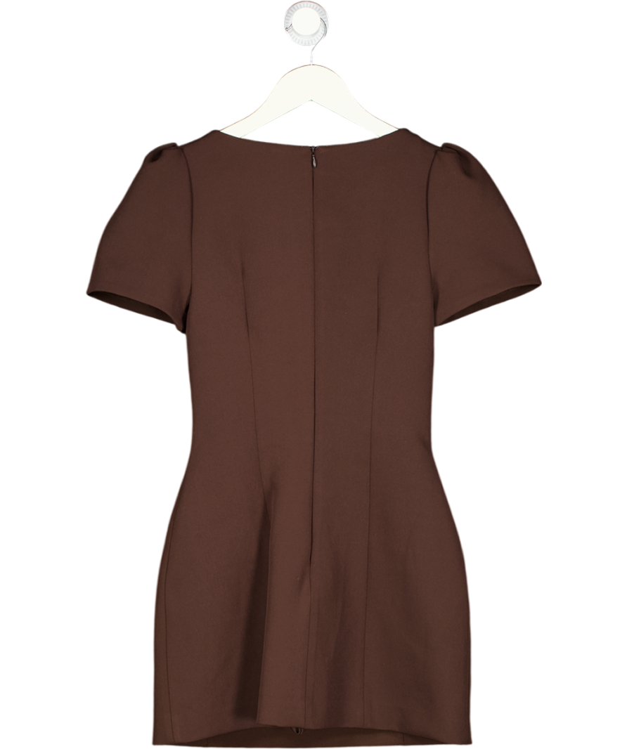 ZARA Chocolate Brown Short Dress With Pleats And Pockets UK XS