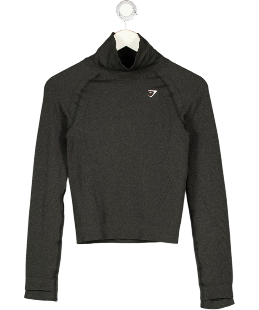 GYMSHARK Grey High Neck Warm Long Sleeve Top UK S