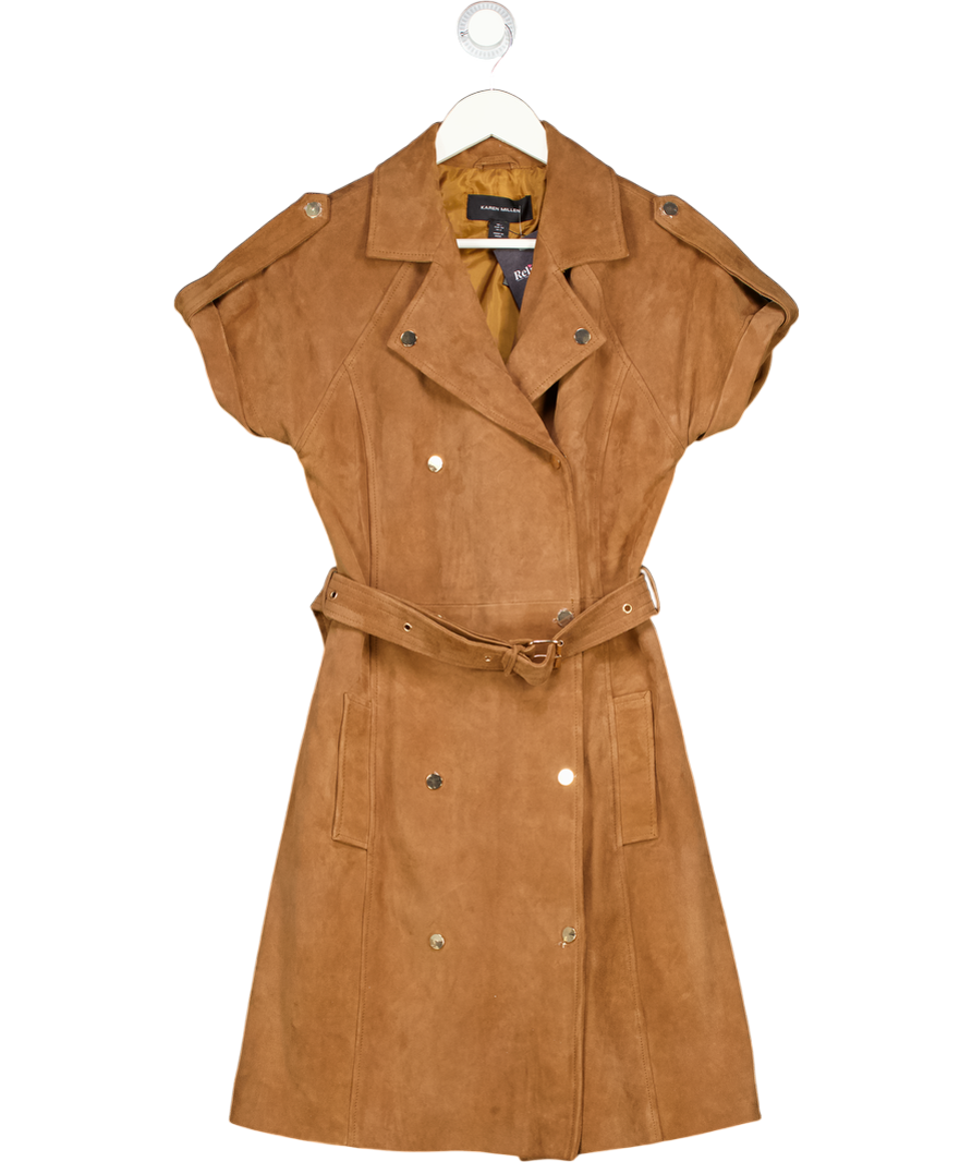 Karen Millen Brown Suede Utility Mini Dress UK 6