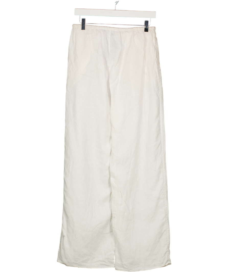 DISSH White Linen Elastic Waist Pant UK 8