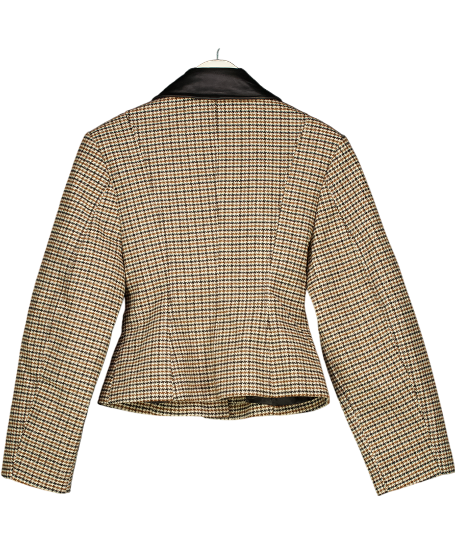 ARRANGE Structured Jacket With Leather Collar Contrast In Brown UK 8