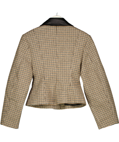 ARRANGE Structured Jacket With Leather Collar Contrast In Brown UK 8