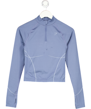 GYMSHARK Blue Long Sleeve Zip Top UK S