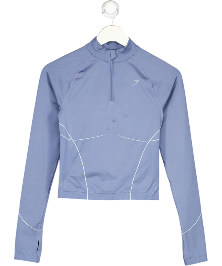 GYMSHARK Blue Long Sleeve Zip Top UK S