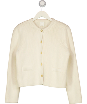 ALMADA LABEL Cream Nova Cotton-knit Gold Button Detail Cardigan UK S