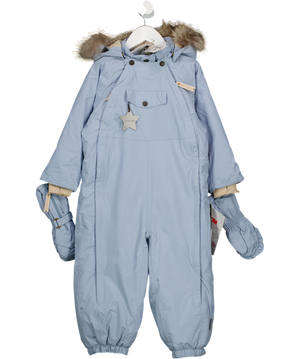 MINI A TURE Dusky Blue Matwisto Fleece Lined Coverall - Overall Snowsuit With Detachable Mittens 3 Years