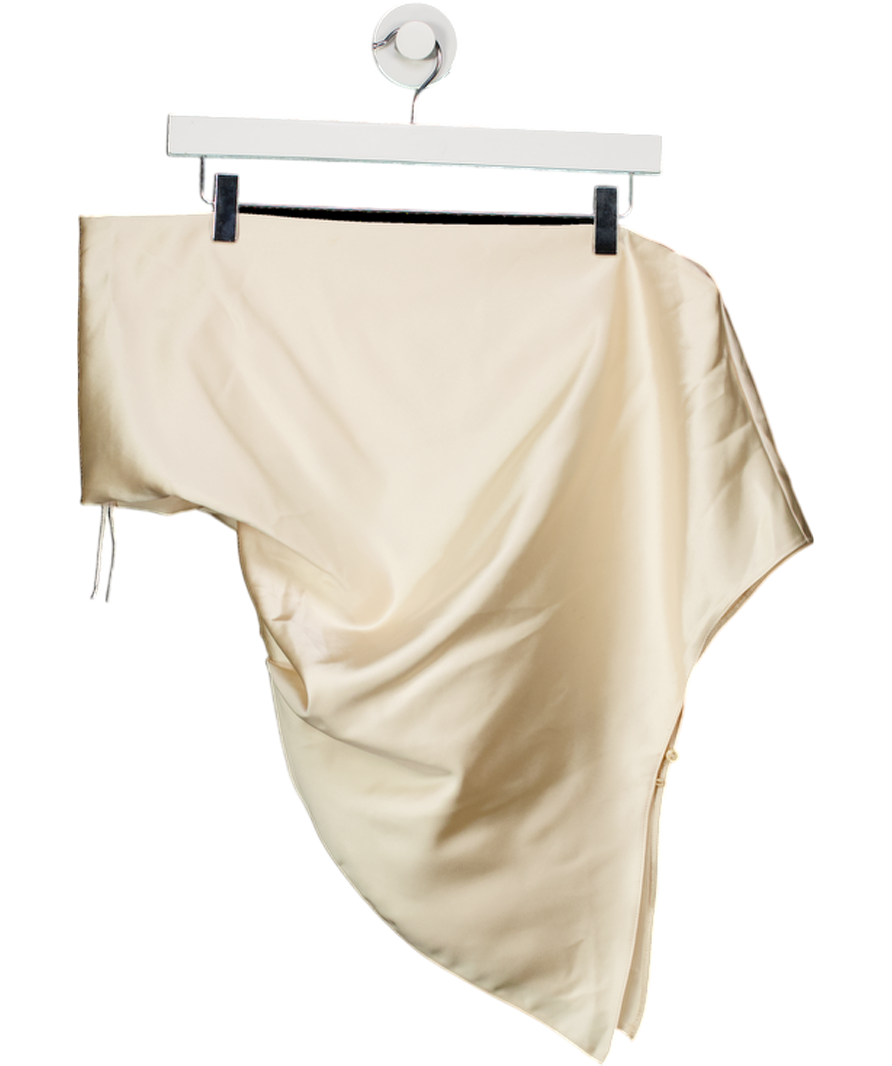 ZARA Cream Asymmetrical Satin Effect Top UK S