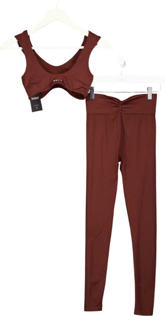 SEFI 2-piece Brown Activewear Leggings & Bra Set UK XS