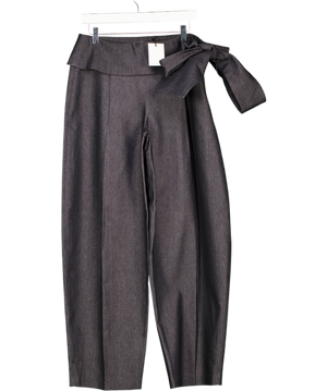 TARA SEIF Blue Denim Tie Side Trousers UK M