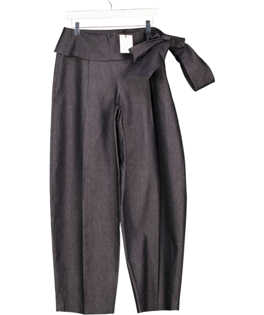 TARA SEIF Blue Denim Tie Side Trousers UK M
